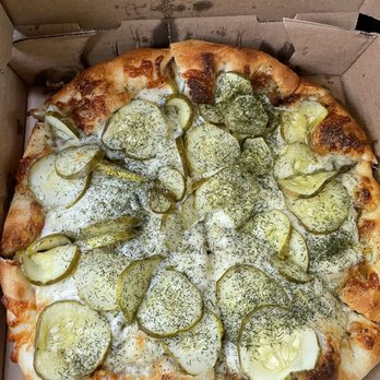 Rhino's Pizzeria - Dill and pickle pizza with ranch dip (not pictured) - Pizza Near Me - Rochester, New York