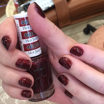 Imperial Nails - Hot Jazz sparkly maroon holiday nails - Nail Salons Near Me - Imperial Beach, California