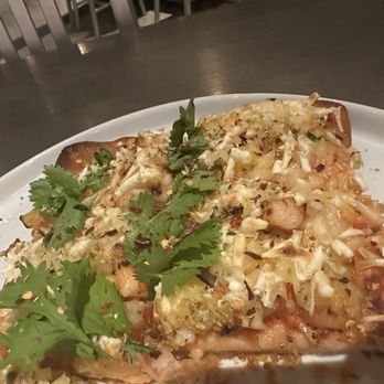 Union Pizzeria-Evanston - Shrimp and bacon pizza without the meat made with vegan cheese - Italian Near Me - Evanston, Illinois