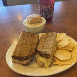 Jason's Deli - Tuna Melt with baked chips and pot pie soup