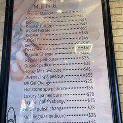 Pinky's Nails - Service menu
