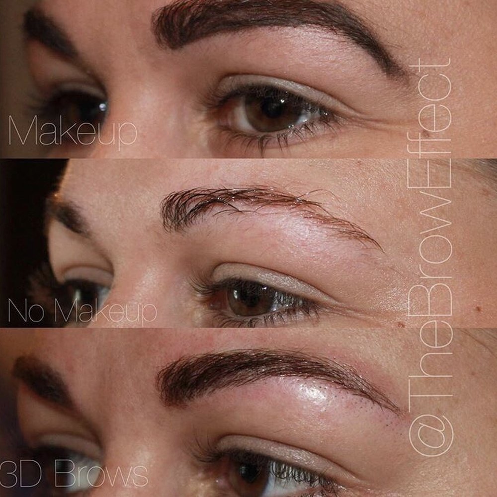 The Brow Effect - 1st pic is with makeup 2nd is the natural brow and 3rd is after microblading session - Threading Services Near Me - Miami, Florida The Brow Effect - 1st pic is with makeup 2nd is the natural brow and 3rd is after microblading session - Threading Services Near Me - Miami, Florida