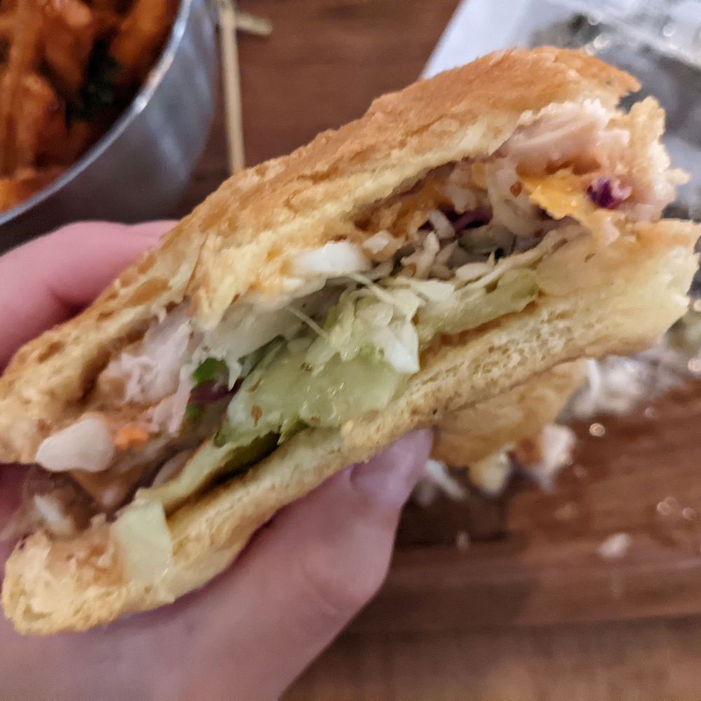 Central Social Hall - Inside chicken burger - Gastropubs Near Me - St. Albert, Alberta Central Social Hall - Inside chicken burger - Gastropubs Near Me - St. Albert, Alberta