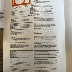 Cafe 106 - Updated menu- June 2023