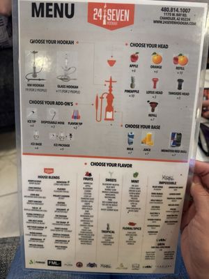 Menu photo 1 24Seven Hookah Chandler, AZ