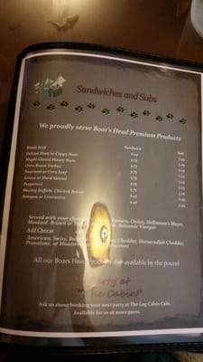 Menu photo 4 Log Cabin Cafe Purling, NY