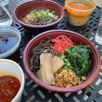 Saku Ramen - Vegan ramen and Niku ramen with a side of miso paste - Ramen Near Me - Riverside, California