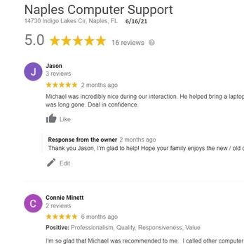 Naples Computer Support - Google Reviews - IT Services & Computer Repair Near Me - Naples, Florida