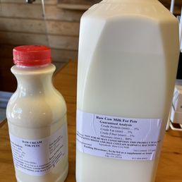 Raw milk and half and half. Raw milk and half and half.