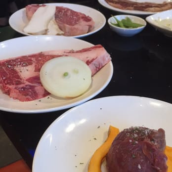 Mr BBQ - The Rib Eye and New York Strip aren't a joke... something like 12 oz each! - Korean Near Me - Fullerton, California
