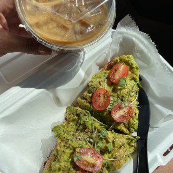 Ground Hideout Coffee - Orange cardamom iced latte with almond milk, and avocado toast. BEST latte - Coffee & Tea Near Me - Long Beach, California Ground Hideout Coffee - Orange cardamom iced latte with almond milk, and avocado toast. BEST latte - Coffee & Tea Near Me - Long Beach, California