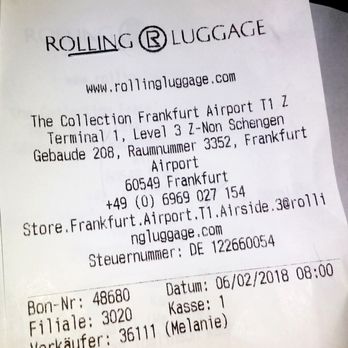 The Collection - Longchamp Receipt, Frankfurt Airport 2-6-18, Concourse Z - Luggage Near Me