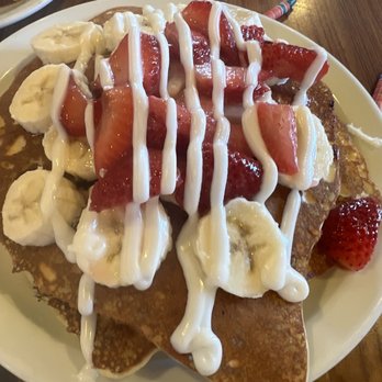 Denny's - Choconana Pancake Breakfast add strawberries and icing - American Near Me - Hesperia, California