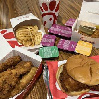 Chick-fil-A - 4-piece strip, spicy sandwich, 8-piece nuggets, waffle fries, and drink - Fast Food Near Me - San Diego, California Chick-fil-A - 4-piece strip, spicy sandwich, 8-piece nuggets, waffle fries, and drink - Fast Food Near Me - San Diego, California