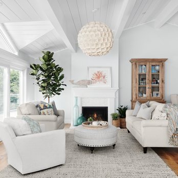 KBG Design - a living room with white furniture and a fireplace - Interior Design Near Me - San Jose, California KBG Design - a living room with white furniture and a fireplace - Interior Design Near Me - San Jose, California