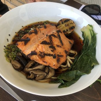 O Sea - Udon noodle with Farm raised Idaho steelhead trout. Broth is stronger compared to traditional udon but very flavorful. - Seafood Near Me - Orange, California O Sea - Udon noodle with Farm raised Idaho steelhead trout. Broth is stronger compared to traditional udon but very flavorful. - Seafood Near Me - Orange, California