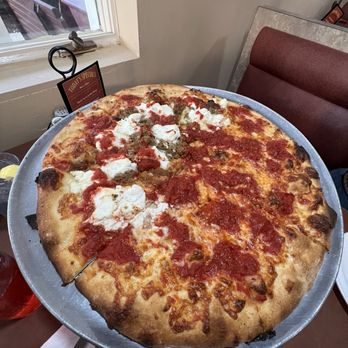 Papa's Tomato Pies - Half plain half meatball and ricotta - Pizza Near Me - Robbinsville, New Jersey