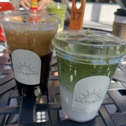 left: macadamia espresso right: strawberry matcha