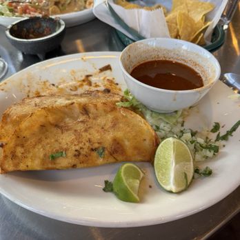 Taqueria La Flama - Quesabirria - I ate one before I remembered to take a picture. This order comes with three. - Mexican Near Me - Nampa, Idaho Taqueria La Flama - Quesabirria - I ate one before I remembered to take a picture. This order comes with three. - Mexican Near Me - Nampa, Idaho