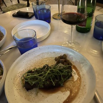 Ella Beverly Hills - Flat iron steak...DONE RIGHT! Plus we ordered fresh foccacia with honey & truffle butter INCREDIBLE!  As recommended by Izzy our server - Cocktail Bars Near Me - Beverly Hills, California