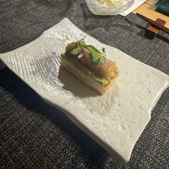 Fukurou - An uni course! I don't like uni typically but this was probably our favorite. It was on toast with a wasabi guacamole - Sushi Bars Near Me - Honolulu, Hawaii
