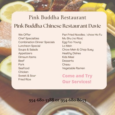 Menu photo 1 Pink Buddha Restaurant Davie, FL Menu photo 1 Pink Buddha Restaurant Davie, FL