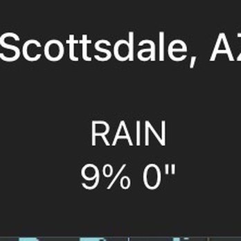 AZ Limo - Weather data for Scottsdale, AZ, displaying current temperature of 61°F with a low of 53°F, rain probability at 9%, and wind coming from NNW at 4 MPH. The information is presented in a digital format with weather icons and text. - Limos Near Me - Phoenix, Arizona