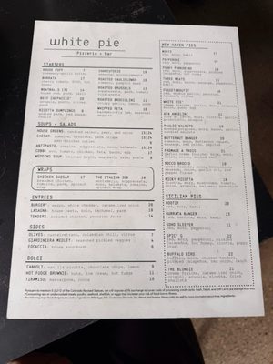 Menu photo 1 White Pie Denver, CO