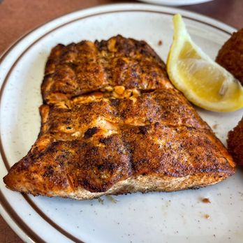 White River Fish Market - Grilled Salmon (with hush puppies, fries, spiced rice) - Seafood Near Me - Tulsa, Oklahoma White River Fish Market - Grilled Salmon (with hush puppies, fries, spiced rice) - Seafood Near Me - Tulsa, Oklahoma