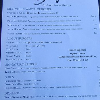 Swagyu Burger - Poway - Lunch Menu April 2023 - Burgers Near Me - Poway, California
