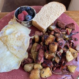 My s/o had pulled pork hash with eggs and local toast plus berries. Said it was incredible My s/o had pulled pork hash with eggs and local toast plus berries. Said it was incredible