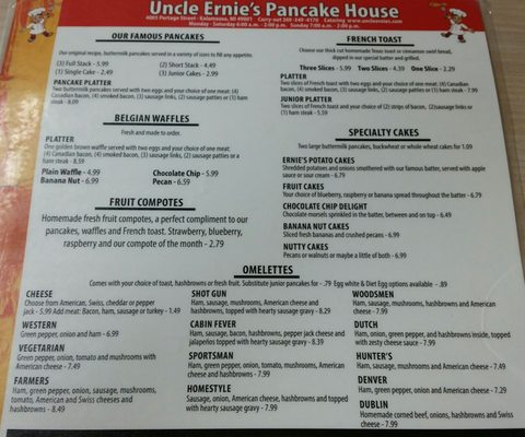 Menu photo 7 Uncle Ernie's Pancake House Kalamazoo, MI Menu photo 7 Uncle Ernie's Pancake House Kalamazoo, MI