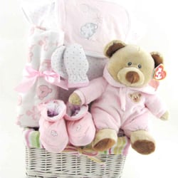 Glitter Gift Baskets - Lil Teddy Arrival basket