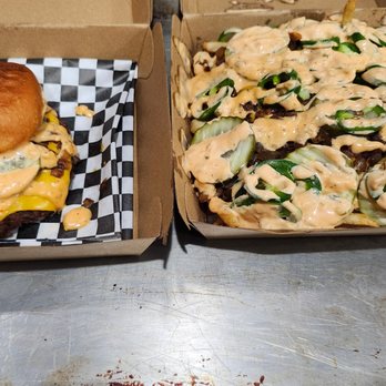 Bougie Burger - Double with loaded fries. AMAZING!!! - Burgers Near Me - Sherman Oaks, California Bougie Burger - Double with loaded fries. AMAZING!!! - Burgers Near Me - Sherman Oaks, California