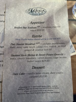 Menu photo 7 Matunuck Oyster Bar South Kingstown, RI Menu photo 7 Matunuck Oyster Bar South Kingstown, RI