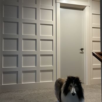 Michael Trahan Interior Design - A painted grid wall adds depth and interest to an otherwise plain hallway. - Interior Design Near Me - Benicia, California