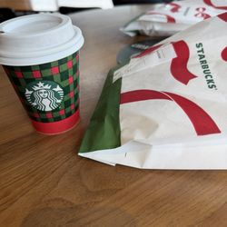 Starbucks - Brown Sugar Oatmilk Cortado and Sausage, Cheddar & Egg Sandwich