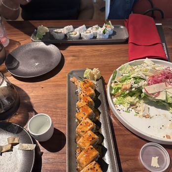 TigerLily - The Tigerlily Roll, the Shrimp Tempura Roll, and Caesar salad - Japanese Near Me - Ferndale, Michigan