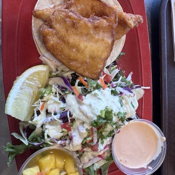 Taco Temple - Crispy fish tacos, mango salsa, rice, and a salad. - Mexican Near Me - Morro Bay, California Taco Temple - Crispy fish tacos, mango salsa, rice, and a salad. - Mexican Near Me - Morro Bay, California