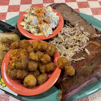 Rivertowne BBQ - Combo Plate; brisket, pulled pork, & RIBS! - Barbeque Near Me - Ozark, Arkansas Rivertowne BBQ - Combo Plate; brisket, pulled pork, & RIBS! - Barbeque Near Me - Ozark, Arkansas
