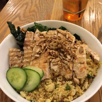 Cafe Madeline - Couscous/kale/chicken/cucumber and on top I'm not sure (is it honey granola or something?) but that is the cherry on the top :) - Breakfast & Brunch Near Me - Brooklyn, New York