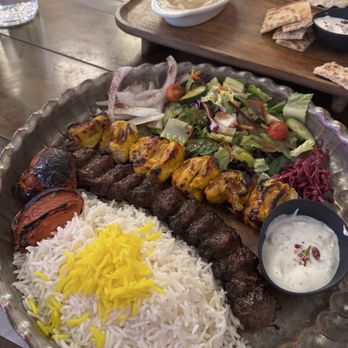 Caspian Restaurant - Chicken & Beef Kabob combo (joojeh and koobideh) - Mediterranean Near Me - Mountain View, California Caspian Restaurant - Chicken & Beef Kabob combo (joojeh and koobideh) - Mediterranean Near Me - Mountain View, California