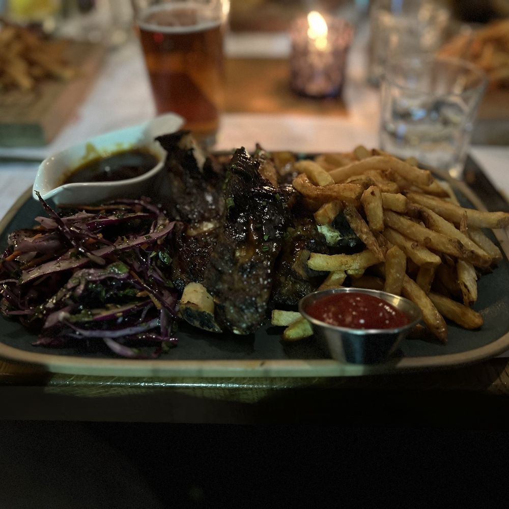 Chuck's Steakhouse - Short ribs w cole slaw and fries - Steakhouses Near Me - Banff, Alberta Chuck's Steakhouse - Short ribs w cole slaw and fries - Steakhouses Near Me - Banff, Alberta