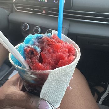 Icealicious Snow - half sour cherry/blue coconut with lots of sour spray 10/10 - Shaved Ice Near Me - Edmond, Oklahoma Icealicious Snow - half sour cherry/blue coconut with lots of sour spray 10/10 - Shaved Ice Near Me - Edmond, Oklahoma