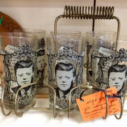 Green Lantern Antiques - Classic 1960's JFK glassware-2018