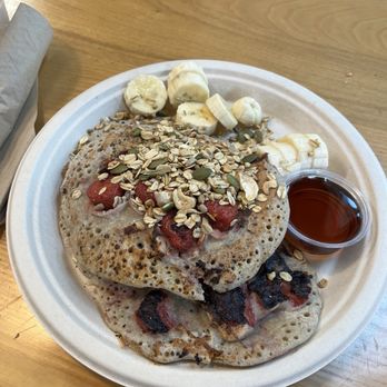 The Uprooted Kitchen - Strawberry Banana Buckwheat Oat Pancakes - Vegan Near Me - Gilbert, Arizona