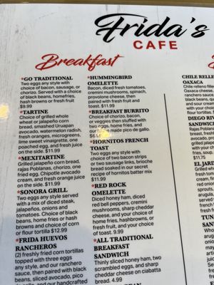 Menu photo 8 Frida's Cafe Tucson, AZ