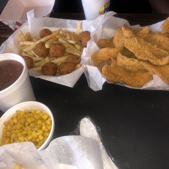 Doe Belly's Catfish Cafe - Red beans, corn. Fish. Hush puppies. Fries - Southern Near Me - Forney, Texas Doe Belly's Catfish Cafe - Red beans, corn. Fish. Hush puppies. Fries - Southern Near Me - Forney, Texas