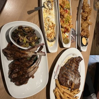 LongHorn Steakhouse - Lamb Chops with Brussels Sprouts, Porterhouse, Wildin Shrimp, The Tonin, and Stuffed Mushrooms - Steakhouses Near Me - Palm Coast, Florida