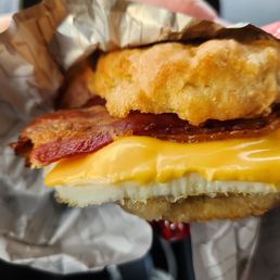 Didn't eat this. Rubbery, stretchy bacon egg and cheese biscuit.